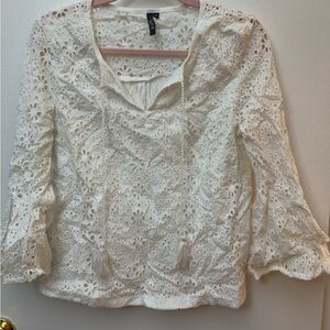 White Eyelet Lace Women's Top